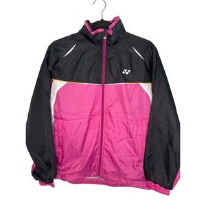 Yonex Womens Black Pink Heat Capsule Full Zip Windbreaker Sportswear Jacket